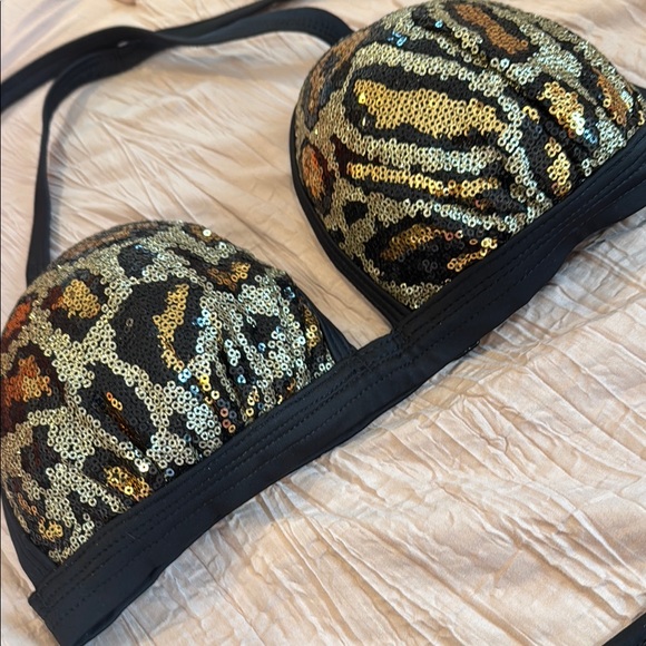 NWOT VENUS Black and Gold Sequin BIKINI - Picture 3 of 6